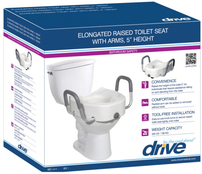 Drive Medical Toilet Seat Riser with Removable Arms